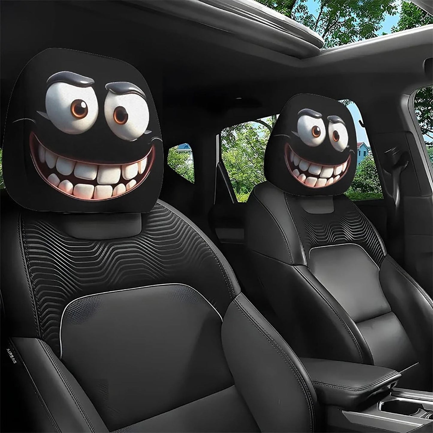 Cute Funny Cartoon Eyes Car Headrest Covers,Funny Car Accessories,Head Rest Cover For Car,2pcs,Car Seat Head Rest Protector For Auto Front Seat Rest Decoration
