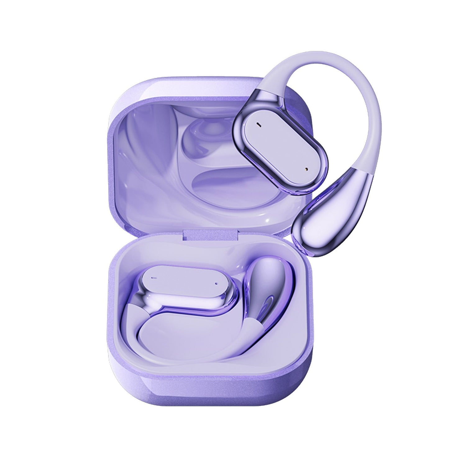 Loop Ear Buds,Ear Buds That Don'T Go Inside Ear,Wireless Bluetooth Headset Long Battery Noise Reduction Sports,Open - Ear Design Bluetooth Headphones With Charge Case,4 Color Options.(Purple)
