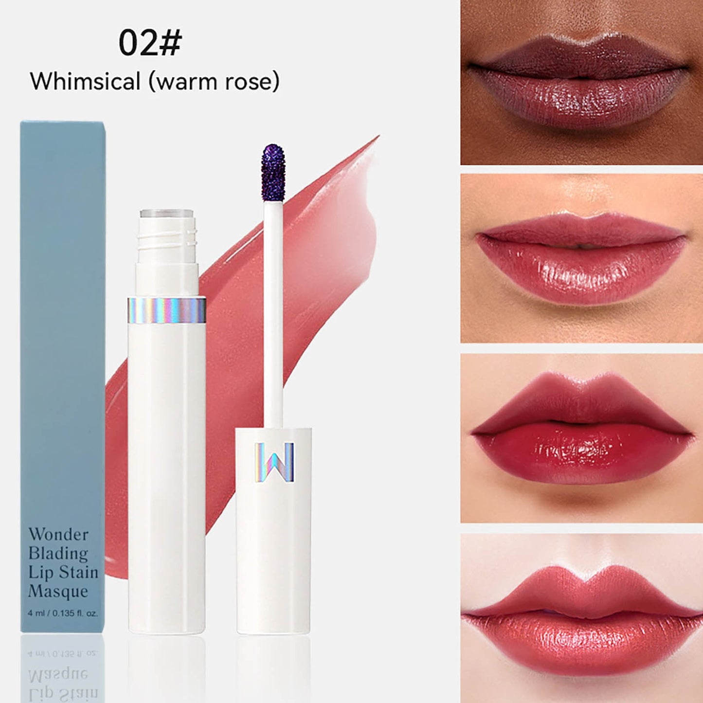Peel Off Lip Stain Tints, Peel Off Lip Liner Stain, Long-Lasting, Smudge-Proof, Waterproof Matte Lip Tint, Non-Sticky Lipstick High Pigment No Faded Smudge-proof Lip Stains, (#02, Warm Rose)