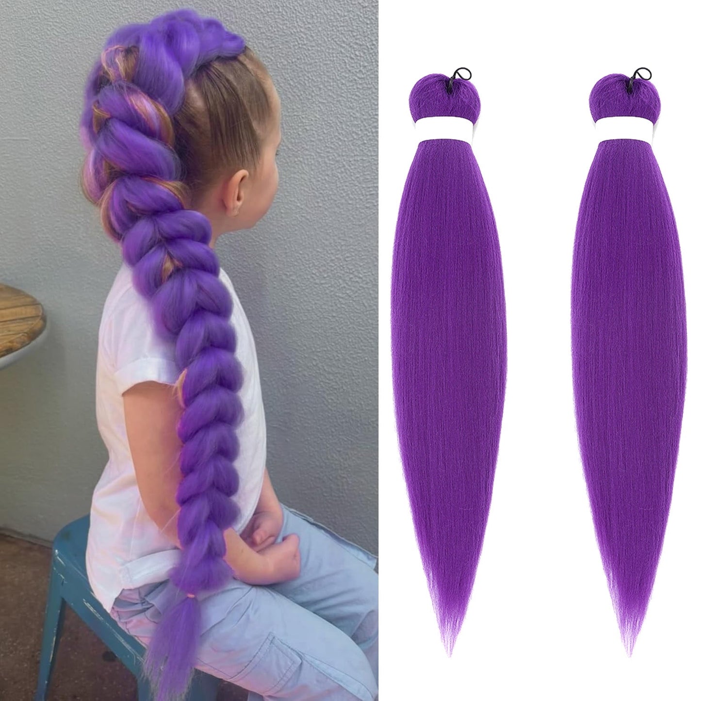 Purple Braiding Hair£¬Purple Hair Extensions£¬26-inch Human Braiding Hair , Braiding Hair Extensions (2PC)