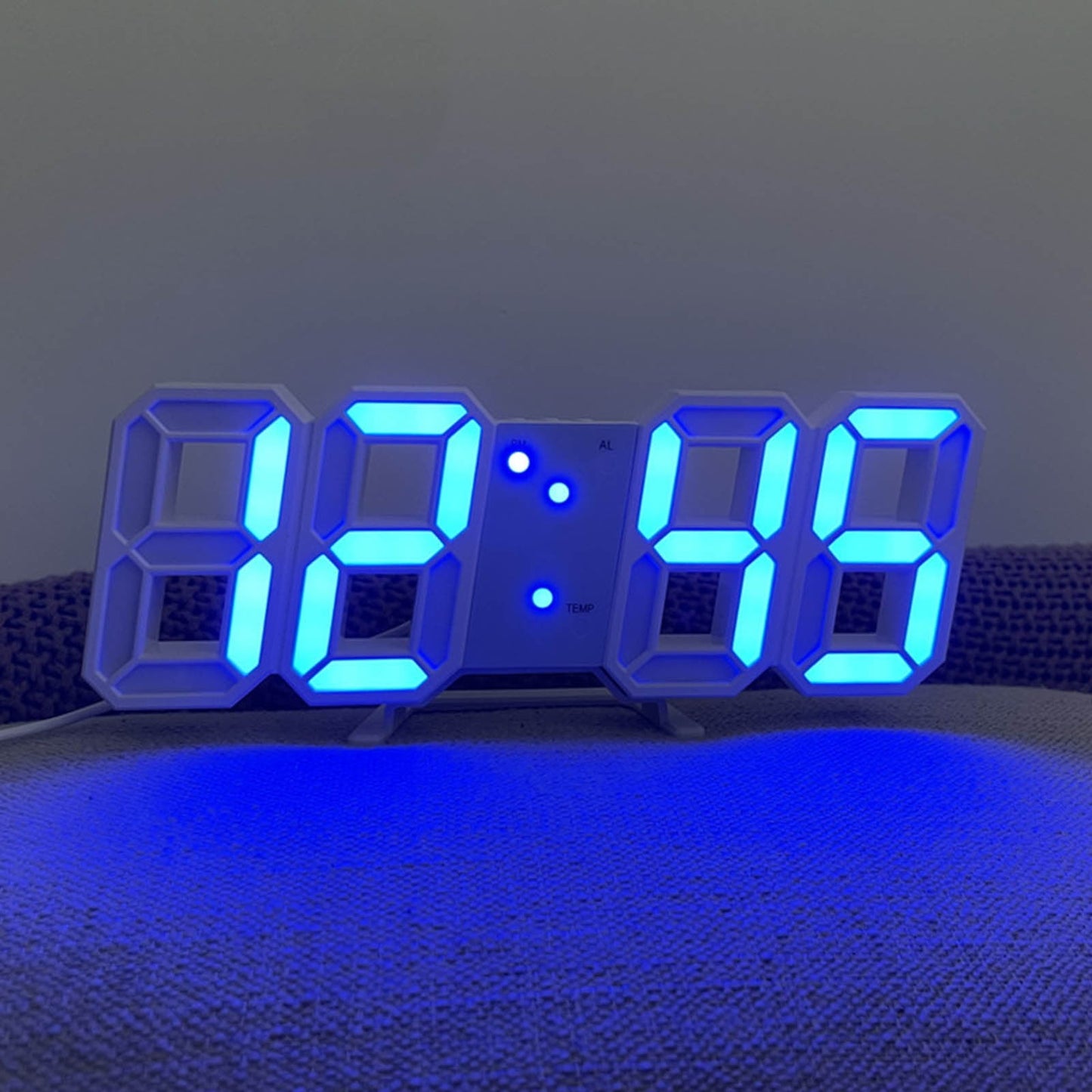 LED Digital Wall Clock,3D Modern Digital LED Wall Clock 24/12 Hour Display Timer Alarm Home USB,LED Digital Clock Wall Deco Glowing Night Mode Adjastable Clock(Blue 9*3in)