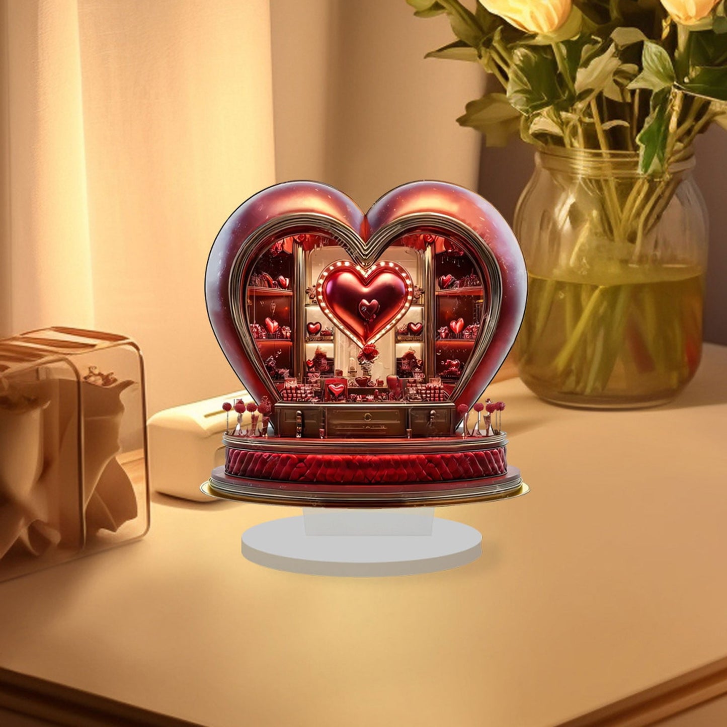 SShop Valentines Day Decorations Home Indoor 2025, Valentine's Day Red Love 2D Flat Table Decorations