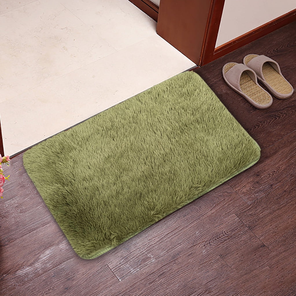 Bathroom Rugs,Fluffy Carpet,Small Rug,Rugs for Bedroom,Small Throw Rugs for Bedroom,Non Slip Mini Area Rug,Door Entryway Indoor Inside Front Entrance Dog Mat(Army Green 24*16in)
