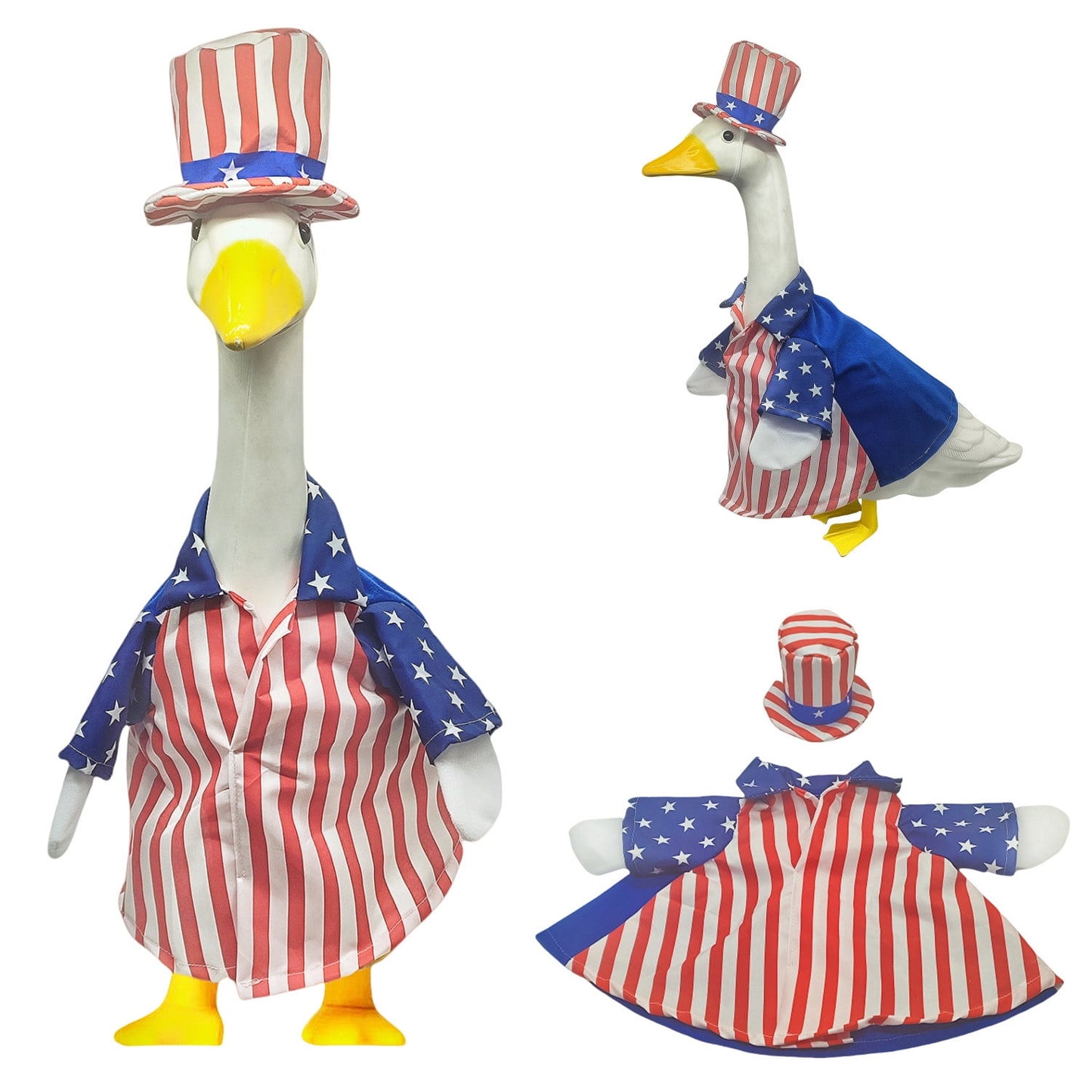 Funny Porch Goose Outfits,Independence Day Flag Big White Gooses Festival Set Sculpture Decoration,Goose Outfits,Porch Goose Clothes Costume for 23 Goose(Independence Day Shirt 23in)