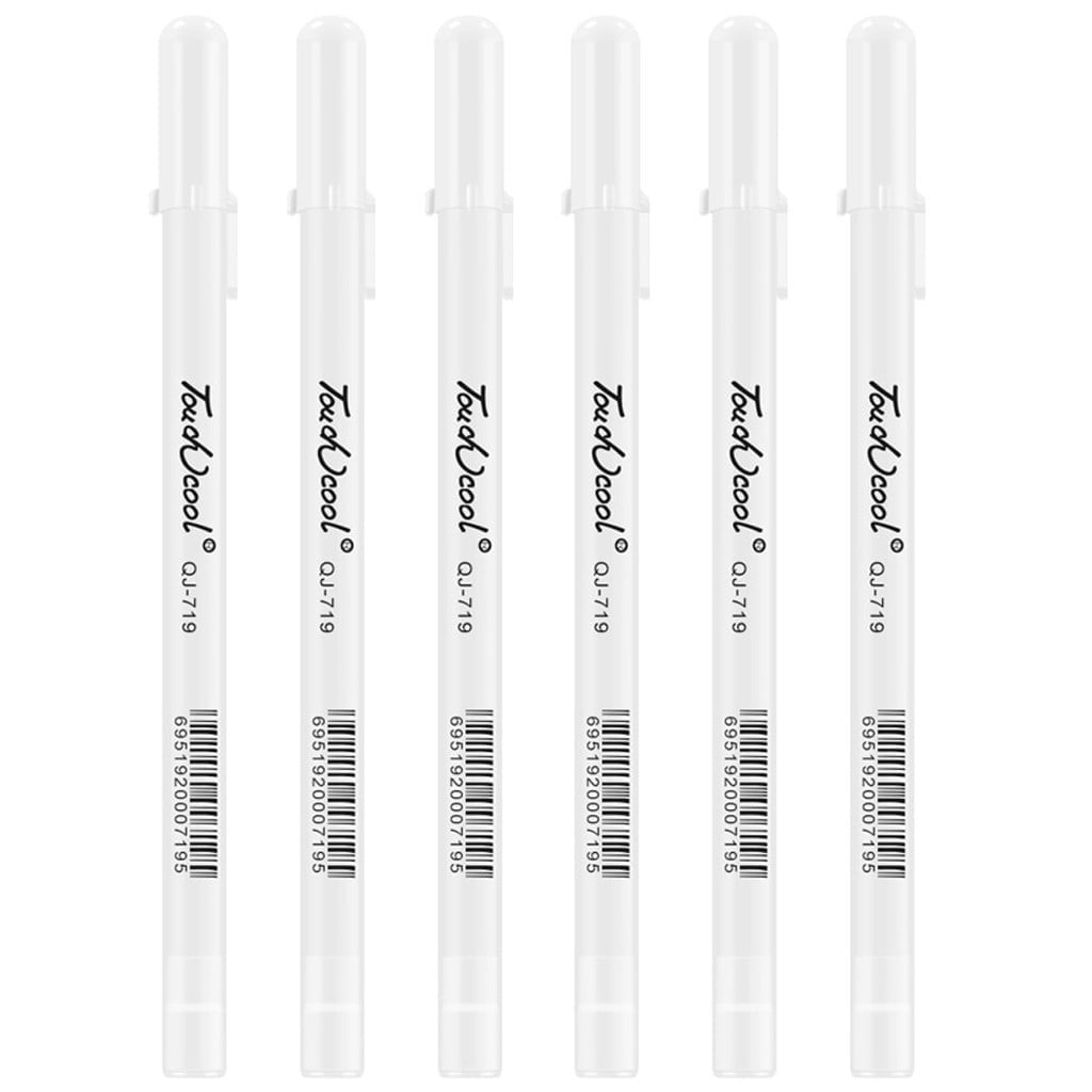 White Pen,0.8mm Pens,White Gel Pens,Fine Point Tip Gel Ink Pens for Illustration Design,0.8mm Extra Fine Point Opaque Archival Ink Pen for Journaling,Art,Drawing(6pcs 15ml/0.51fl.oz)