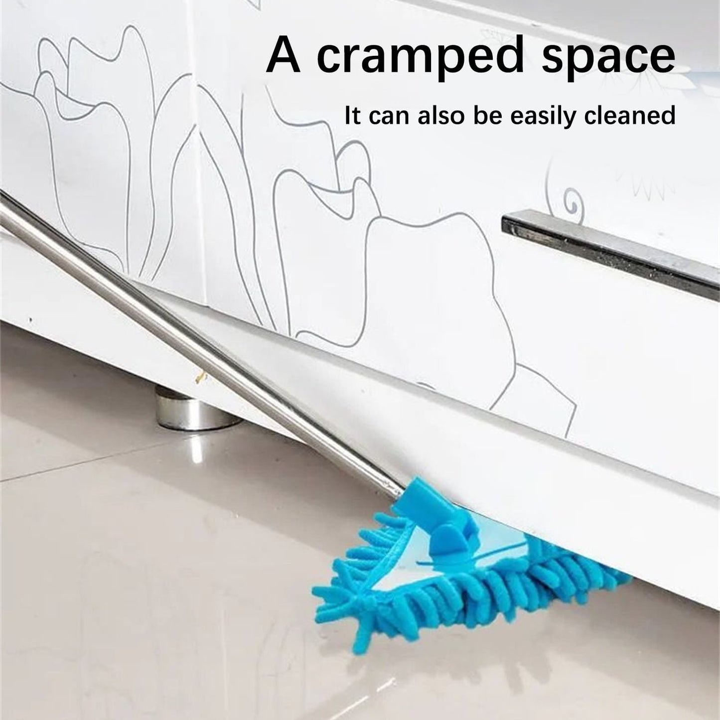Triangle Mop,Wall Cleaner Mop,Long Handle Wall Mop Cleaner,Shower Mop,Bathroom Mop,Wall Mops For Washing Walls,Rotatable Adjustable Triangle Cleaning Mop(Blue 40-22in)from ANMUYUM