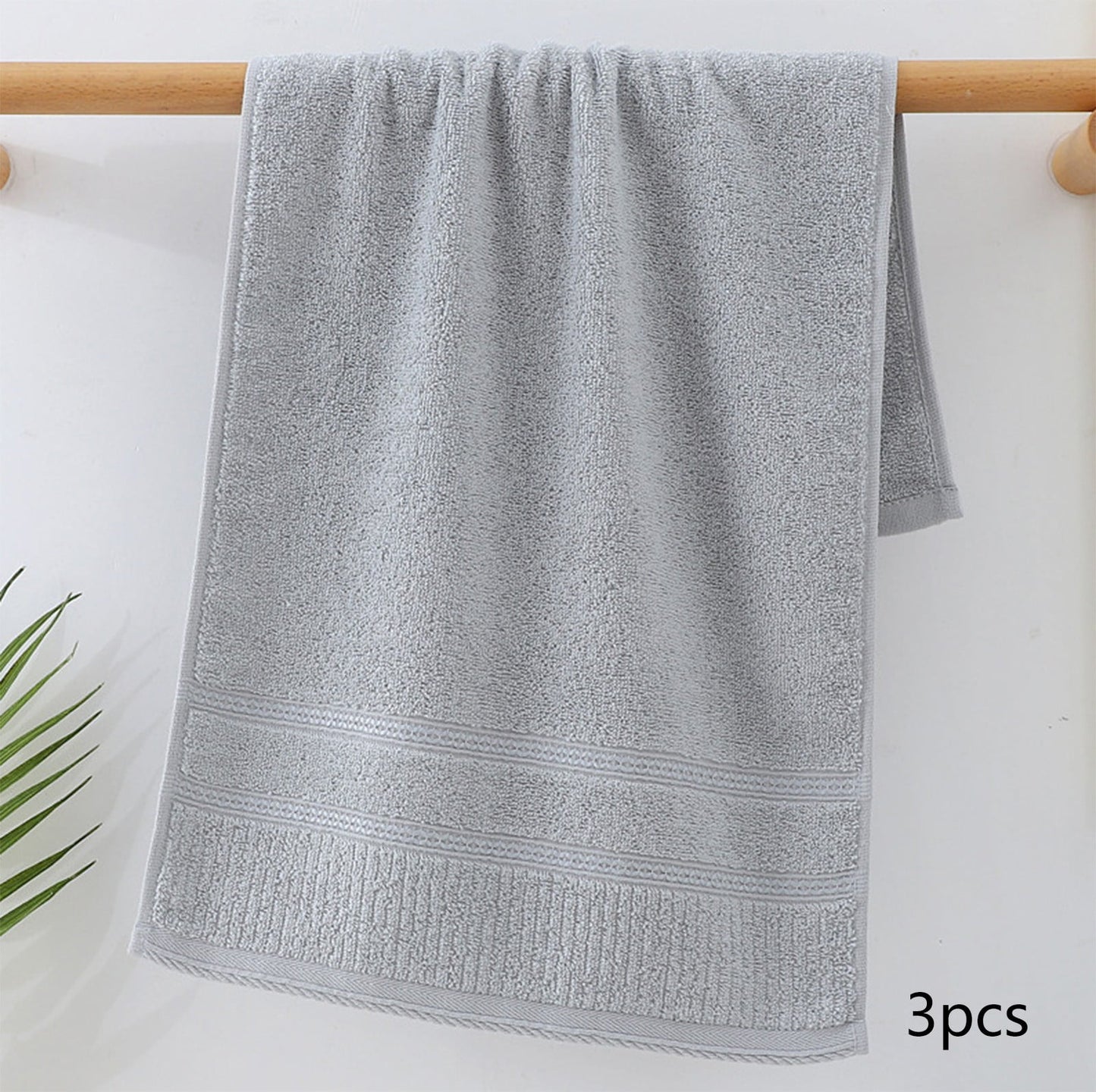 3-Pack Cotton Towels - Absorbent Washcloths for Face & Body, Soft Dry Towels for Home Use, Gray