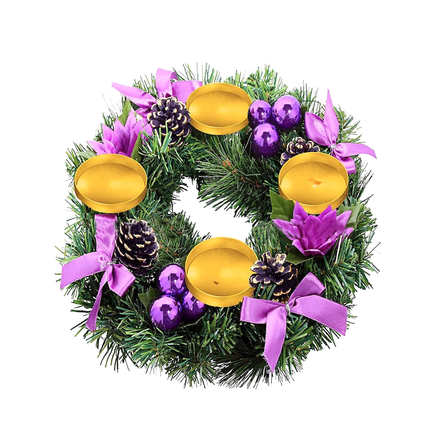 Christmas Wreath,Christmas Wreath,Purple Ribbon Advent Candle,Autumn Wreath Fall Leaves Wreath Pomegranate Thanksgiving Day Decor for Front Door Christmas Decoration(A 12in/30cm)