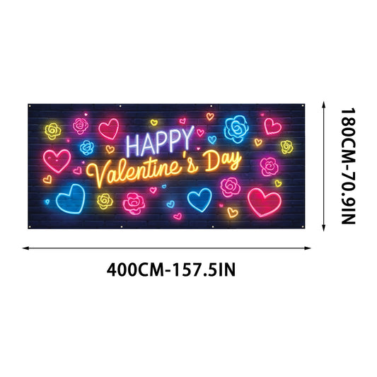 Valentines Garage Banner Garage Door - Romantic Heart-shaped Background Garage Decorative Hanging Suitable For Party Decorations