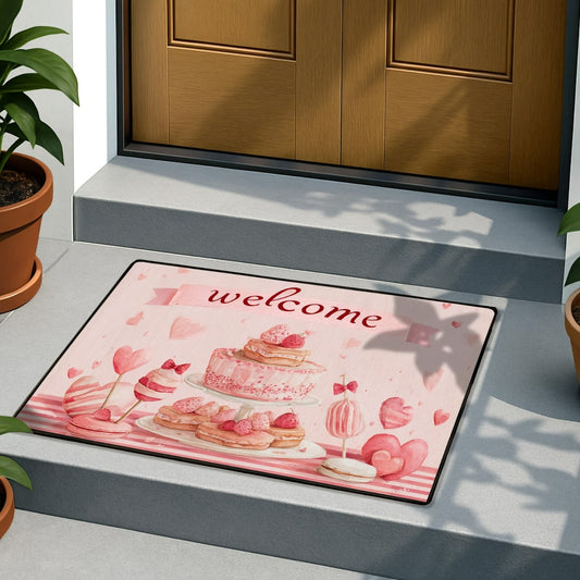 Welcome Mat Front Door Mat Valentines Day Decorations, Anti-Slip Indoor Outdoor Entrance Mat, Bathroom & Porch Carpet for Home Decor & Festive Greetings, Ideal for Couples & Hosts