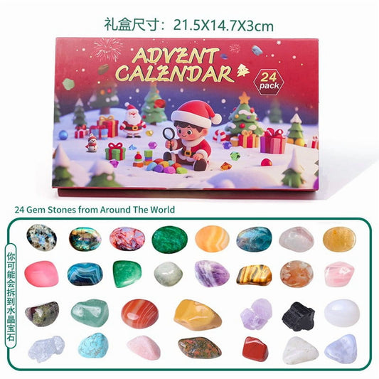 Christmas Crystal Advent Calendar 2026,Rock Advent Calendar 2026, Healing Crystal Gemstone A-Dvent C-Alendar,24 Days Natural Rock Crystal Christmas Countdown Calendar