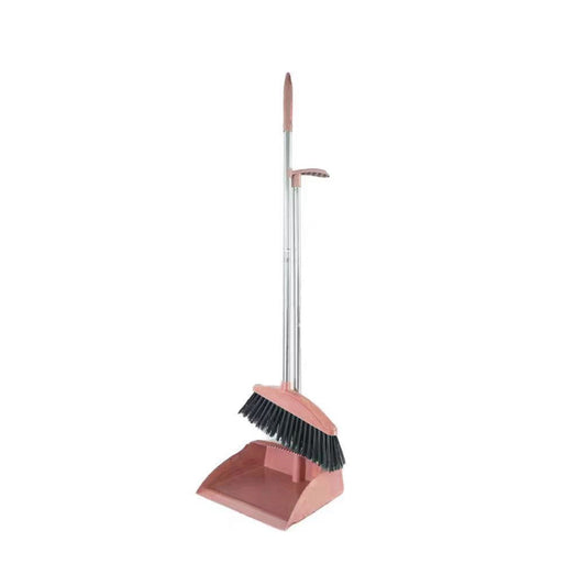 Broom and Dustpan,Broom and Dust Pan Combo Set,Brooms Indoor Standing Storage Buckle Type Brooms And Dustpan Set With Scraping Teeth Cleaning Suitable For Home(Pink 2pcs/Set 36*13in)