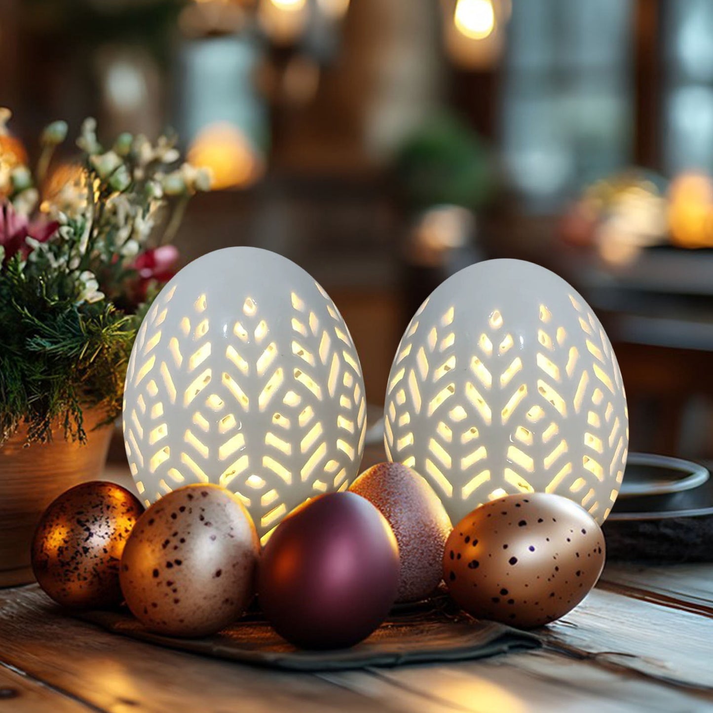 2PCS Easter Egg Light Crackle - 3*3.9'' Plastic Easter Eggs Illuminated Sphere Glitter Orb Decorative Battery Operated Lamp,Decorative Easter Eggs for Home Decor (2, Easter)