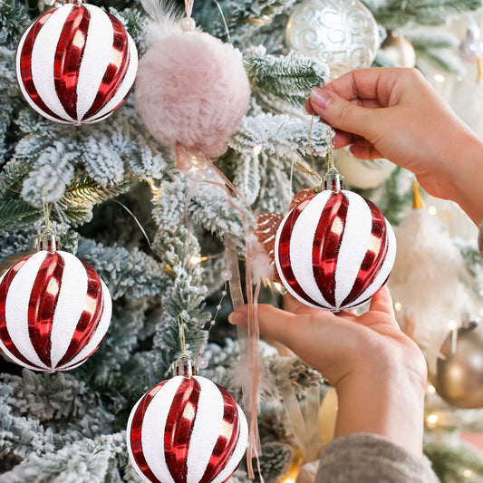 Shatterproof Christmas Ornaments,Outdoor Christmas Decorations,Christmas Decor,Christmas Tree Decorations Ornament Set Shatterproof Ornaments Hanging Decor For Party Tree(D 6pcs 2.4in)