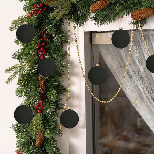 Velvet Christmas Ornaments,Nightmare Before Christmas Decor,Christmas Decorations,Velvet Christmas Balls,Flocked Christmas Tree Ornaments Plastic Balls Xmas Decorative(Black 6pcs 2.4in)