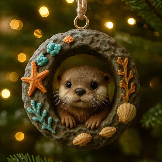 Otter Custom Ornaments 2026,3.14inch Otter Christmas Hanging Decor,Otter Ornaments For Christmas Tree,Personalized Otter Christmas Ornament Tree Hanging Decoration Gifts For Otter Lovers
