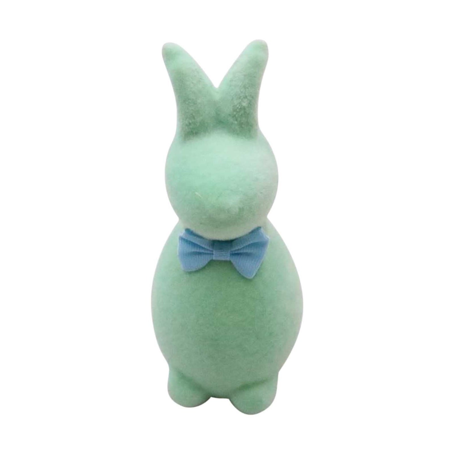 Easter Ornaments With Flocked Bunny Statue Glitter Easter Bunny Tabletop Decorations Flocked Foam Bunny Statue Easter Indoor Decorations Tall 5.9in