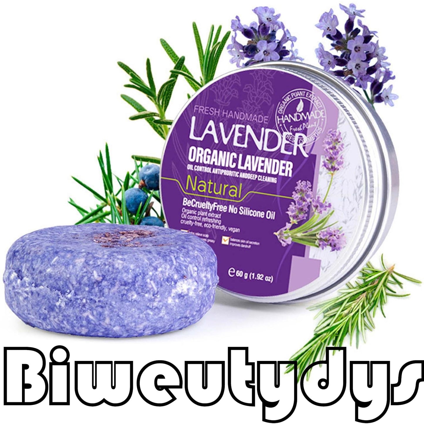 Lavender Shampoo Bar,Shampoo Bar,Solid Shampoo Bar And Conditioner Effect Hair Soap,Organic Shampoo Bars For Hair With Natural Plant Based Essential Oils(Lavender 60g/1.92oz)from Biweutydys
