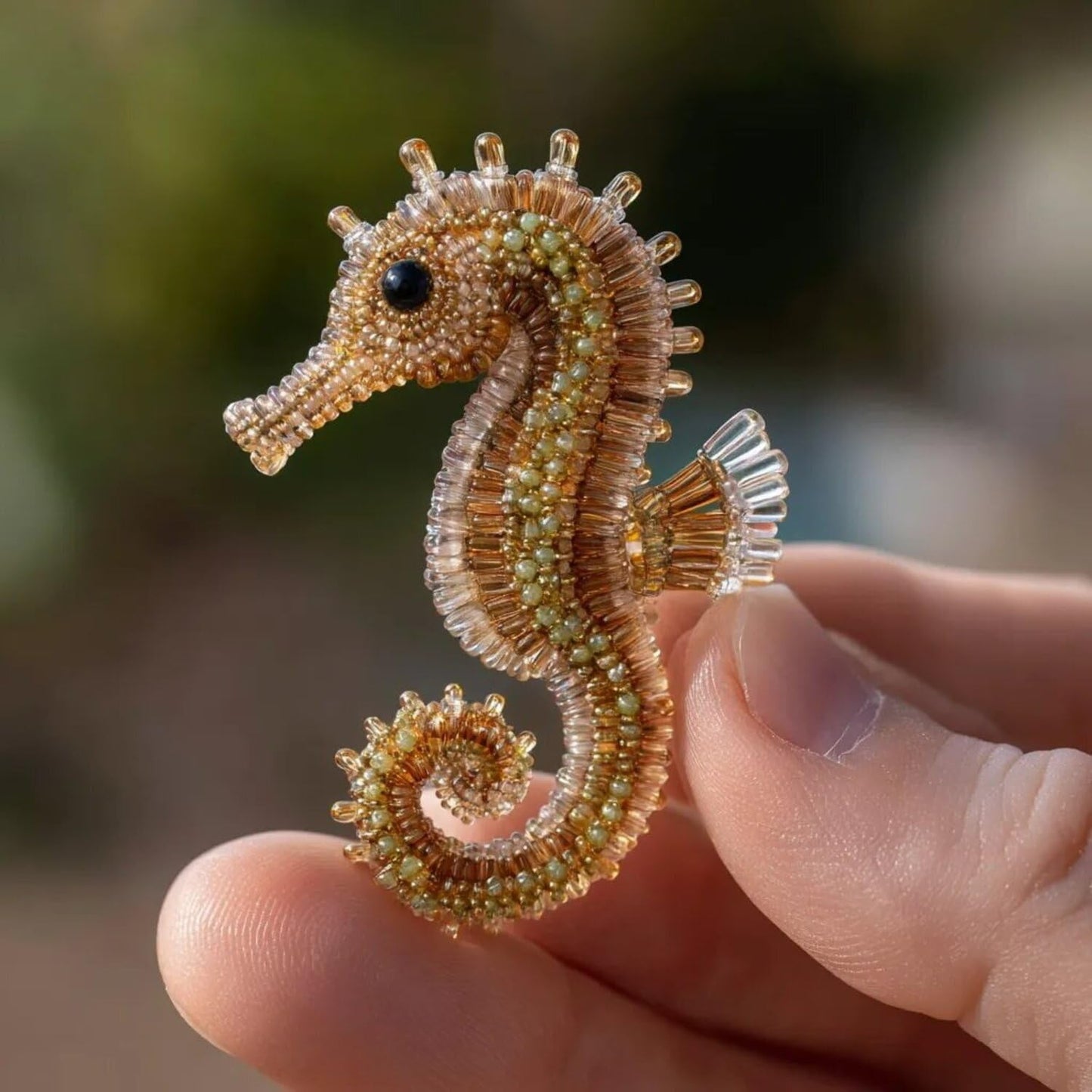 Beaded Embroidery Kits,Crafter Gift Diy Kits for Adults,Sea Turtle Bead Embroidery Kit,Easy DIY Underwater Creature Beaded Craft Set with Step-by-Step Guide,3D Ocean-Themed(Seahorse 1in)