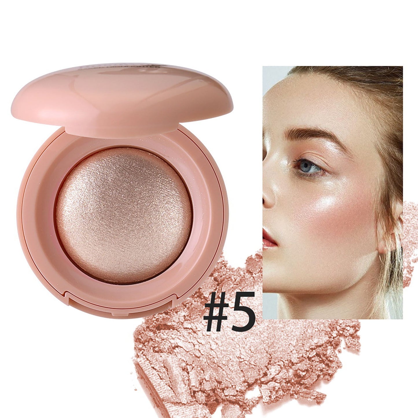 Highlighter Makeup,Blush Palette,Baked Highlighting Blush,Soft Pinch Glitter Powder Blush,Natural Finish,Buildable Color,Long Last Natural Complexion,Contour & Highlight(E)