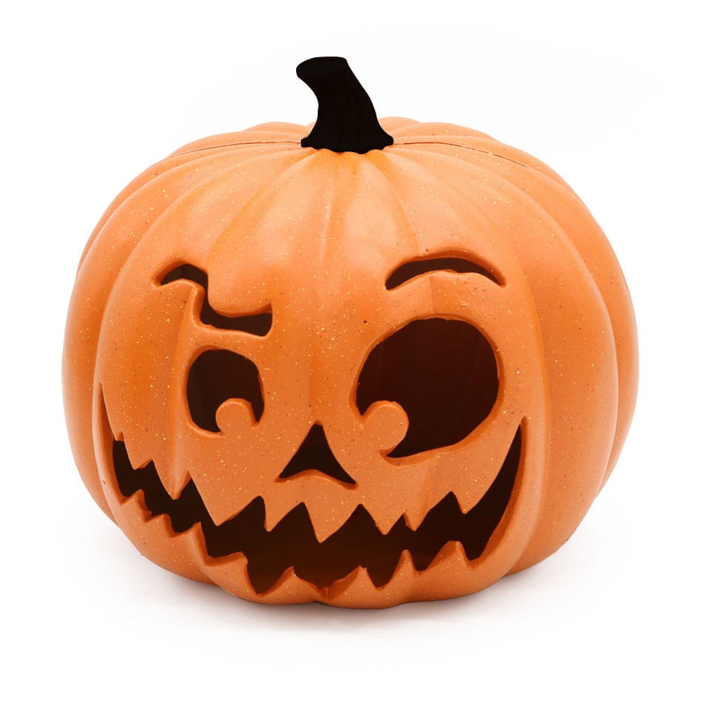 Jack O Lantern Lights,Plastic Jack O Lantern Pumpkins,Halloween Decorations,Glowing Jack O Lantern,Halloween Light up Jack-O-Lantern,Fall Thanksgiving Pumpkin(T 9in)
