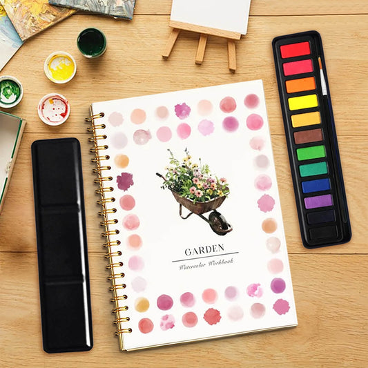 Beginner-Friendly Watercolor Workbook, 12 Colors Watercolor Paint Set With Paint Brush Pen, Painting Book For Kids, Water Colors Paint Adult Set,Diy Drawing & Craft Supplies For Beginners
