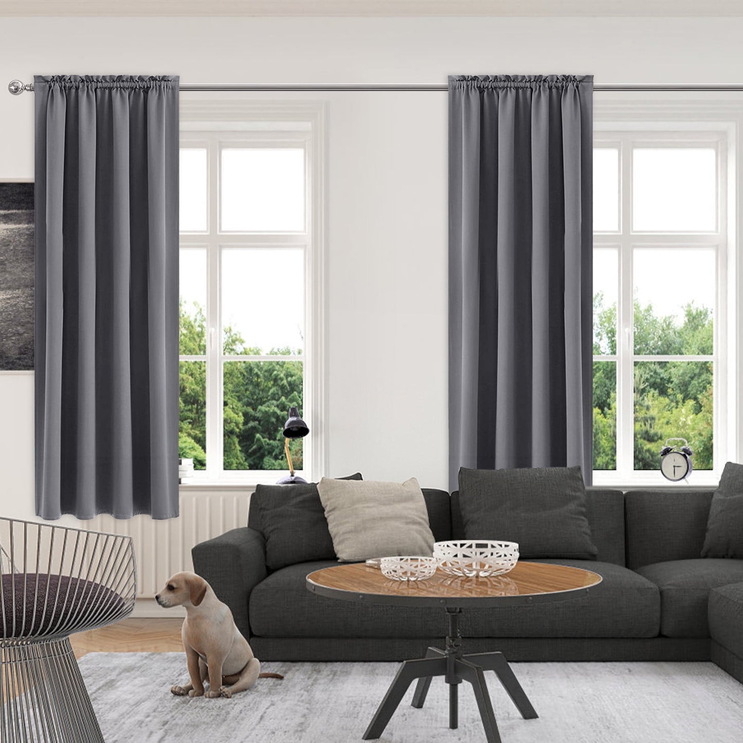 Blackout Curtains for Bedroom,Heat Blocking Thermal Curtains,Thermal Insulated,Energy Saving & Noise Reducing Curtains for Living Room/Kitchen(Gray 84*42in/Side)from ANMUYUM