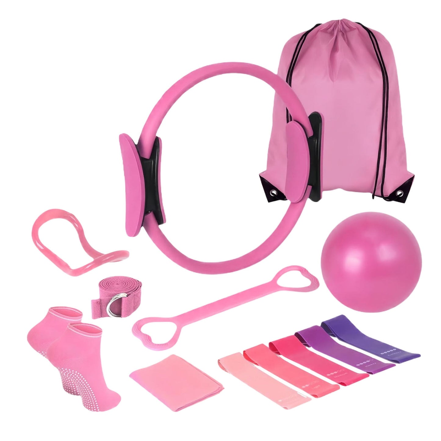 Home Pilates Kit,Pilates Equipment,Yoga Pilates 13 Piece Fitness Set Home Exercise Novice Yoga Equipment Accessories(Pink 13pcs/Set)