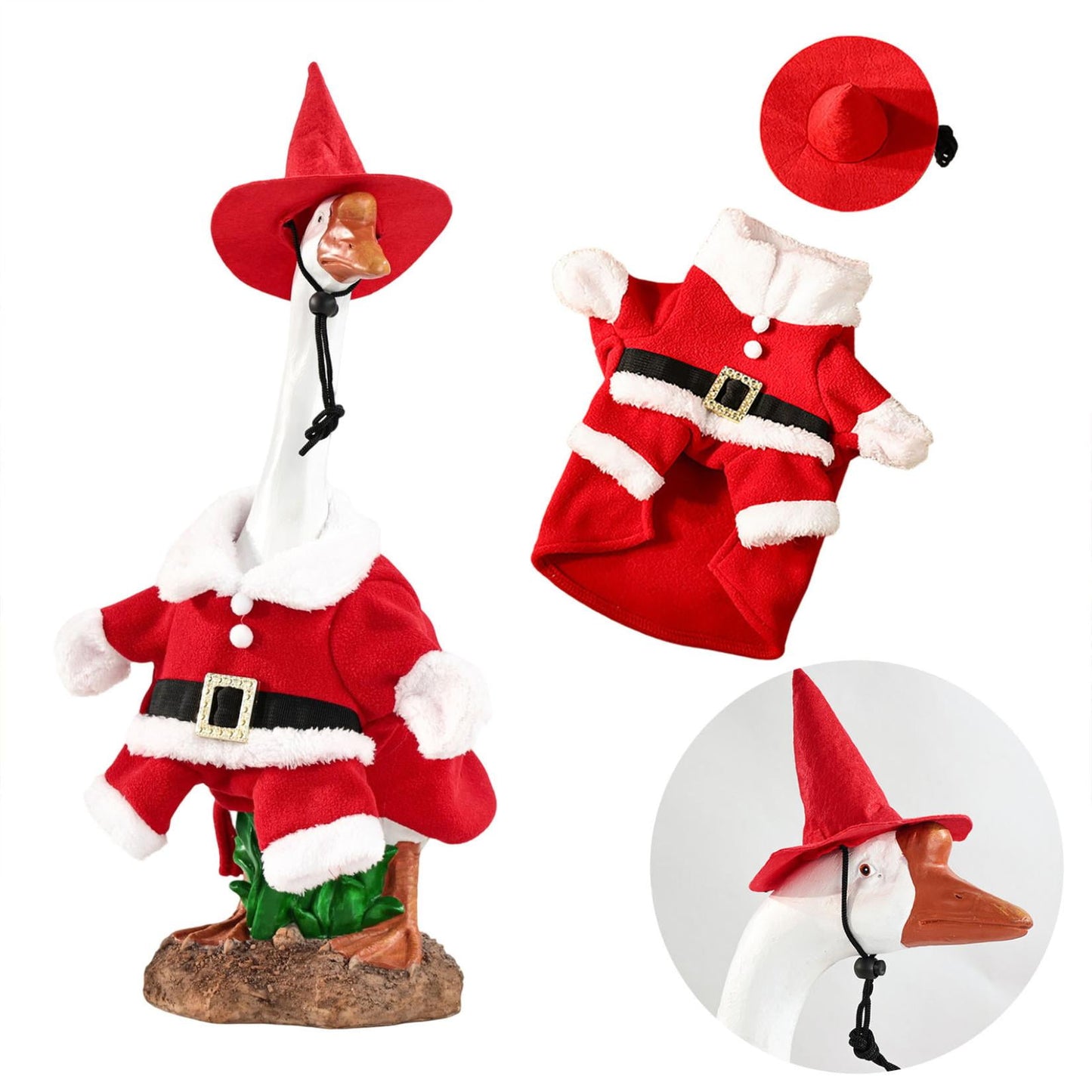 Porch Goose,Gooses Porch Clothes Pet Costume Christmas Set Gooses Standing Or Sitting Dog Outfits For Holiday Decor,Goose Outfits,Pumpkin Porch Goose Clothes(Christmas B Left 23in)