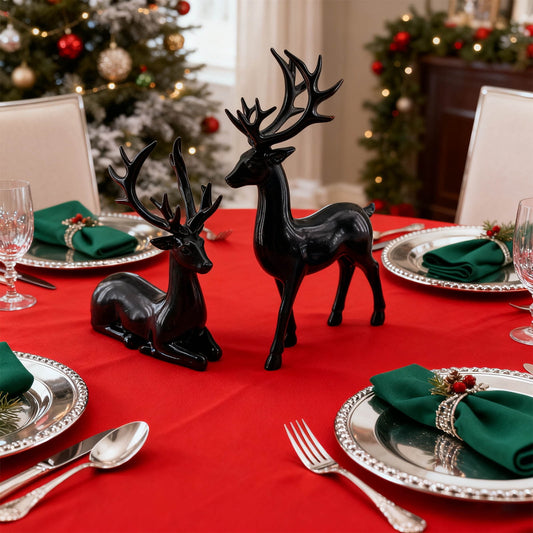 Black Reindeer,Reindeer Christmas Decor,2pcs Black Deer Seated & Standing Creative Craft Reindeer Figurines Deer Wine Cabinet Ornaments Home Living Room Room Tv Cabinet Decoration (black)