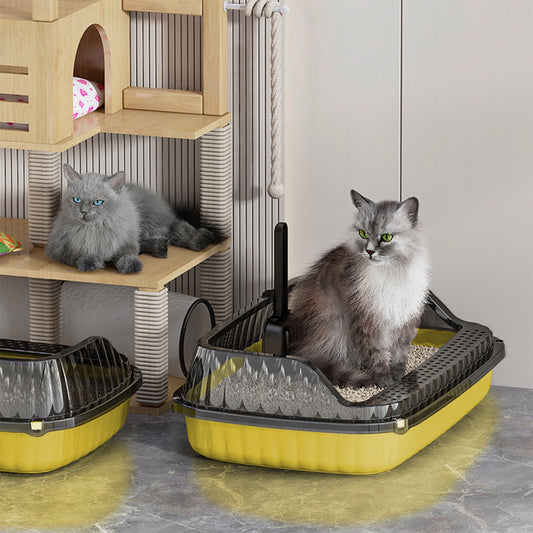 Low Entry Litter Box For Senior Cats,Low Litter Box For Senior Cats,Semi Enclosed High Bar Cats Litter Box With Splashs Proof Designs For Cats And Cats Shovel Suitable For Home Cats