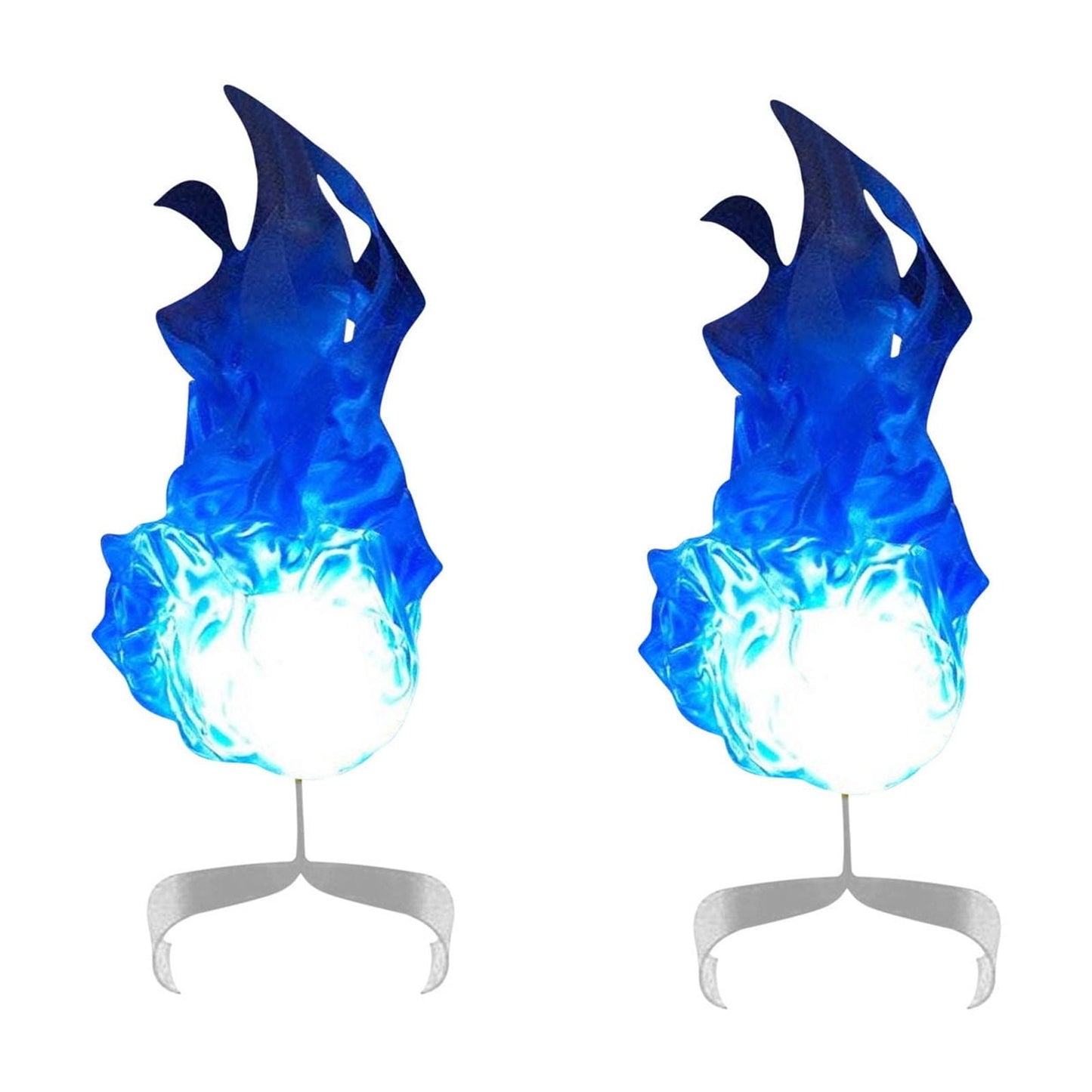 Artificial Fire Flames,2pcs Halloween Floating Fireball,Creative Flame Prop,Illuminated Floating Fire, Artificial Fake Fire Floating Props No Flame for Party(Blue 2pcs 12*5in)