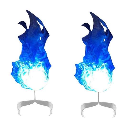 Artificial Fire Flames,2pcs Halloween Floating Fireball,Creative Flame Prop,Illuminated Floating Fire, Artificial Fake Fire Floating Props No Flame for Party(Blue 2pcs 12*5in)