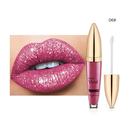 Diamond Lip Gloss, Matte to Shimmer Liquid Lipstick, Waterproof Pearlized Lip Gloss, Non-Stick Cups No Fade Long Lasting Moisturizing Velvet Shimmer & Shine Lipstick