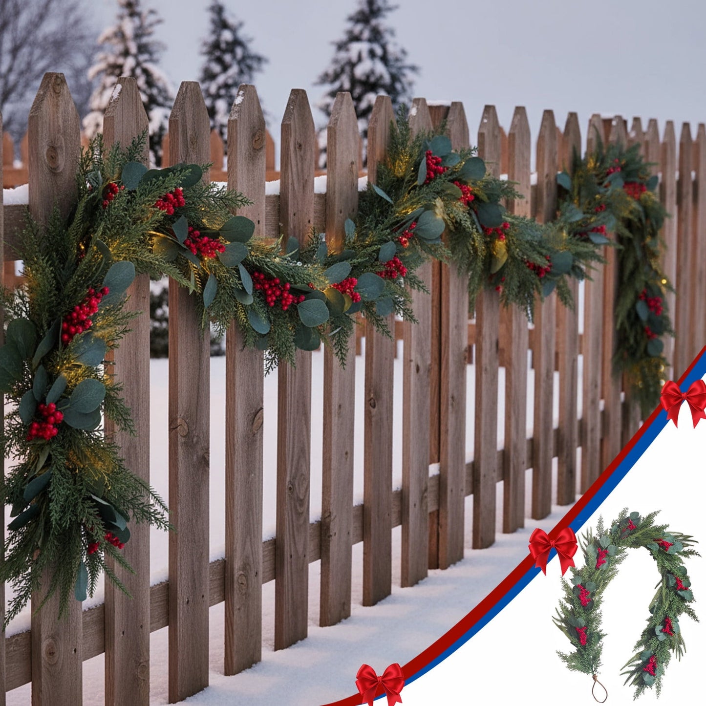 Christmas Garland,71Inch,Christmas Pines Needle Wreath With Berry Artificial Christmas Wreath Winter Mantel Tabletop Porch Decor Holiday Wreath Green Christmas Wreath