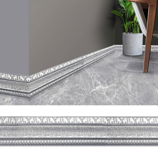 Peel and Stick Mirror Frame Border,Self Adhesive Flexible Molded Trim,Sticky Decorative Wall Lines Wallpaper Border,3D Flexible Foam Wall Trim Wallpaper(Silver-Grey 90*3in)
