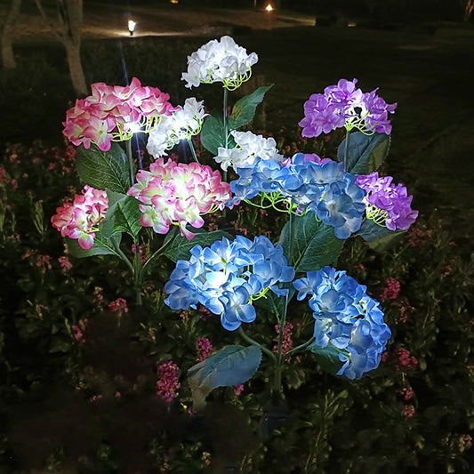 Solar Powered Flowers,Solar Lantern LED Decorative Outdoor Lamp Flower Lantern Solar Light,Outdoor Solar Lights Waterproof Hydrangea Garden Stake Lights(Blue 1pc 32in)