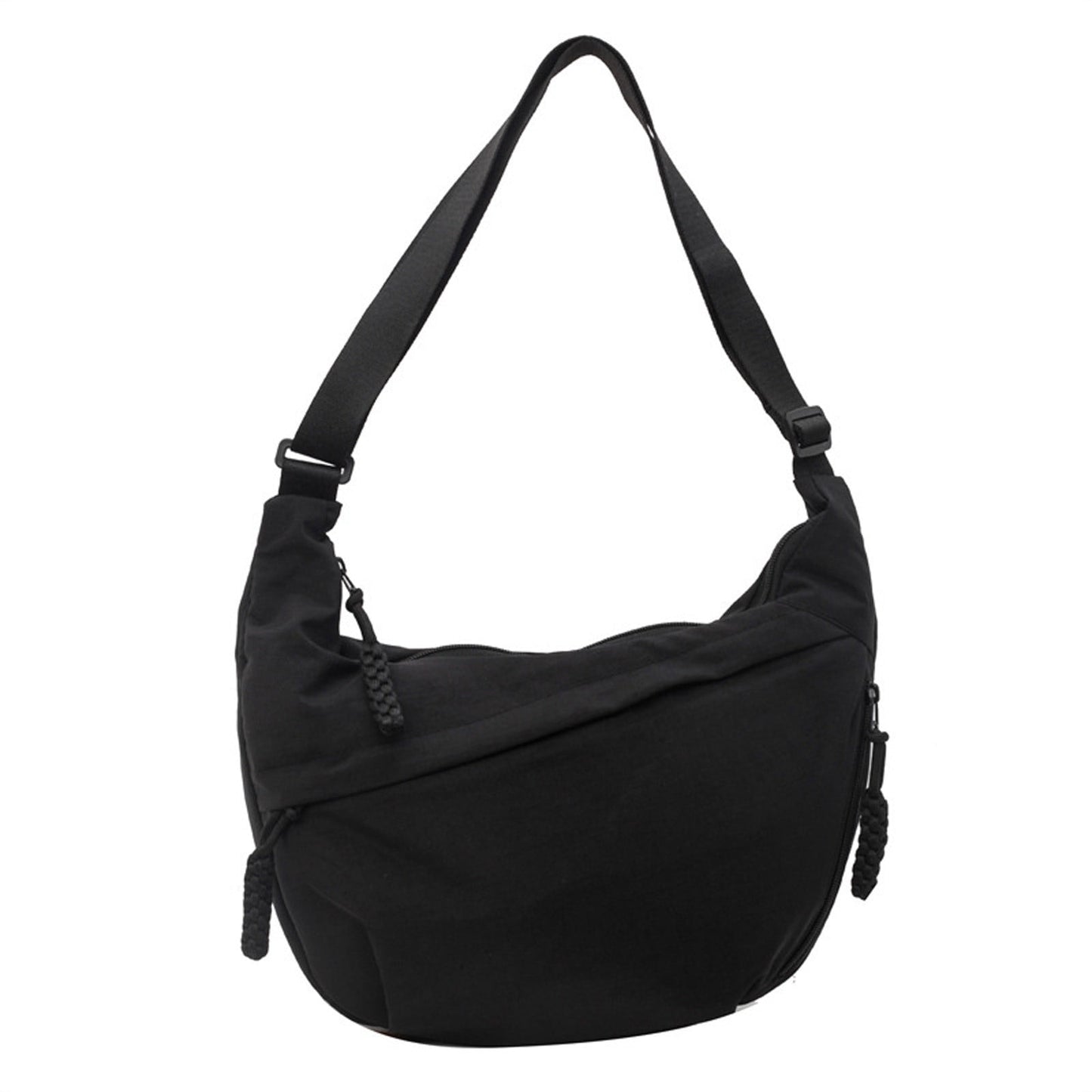 Nylon Crossbody Bags for Women,Shoulder Bag Nylon Large Crossbody Bag,Trendy Small Crescent Bag Nylon Crossbody Bags for Women Lightweight Bag(Black 16in)