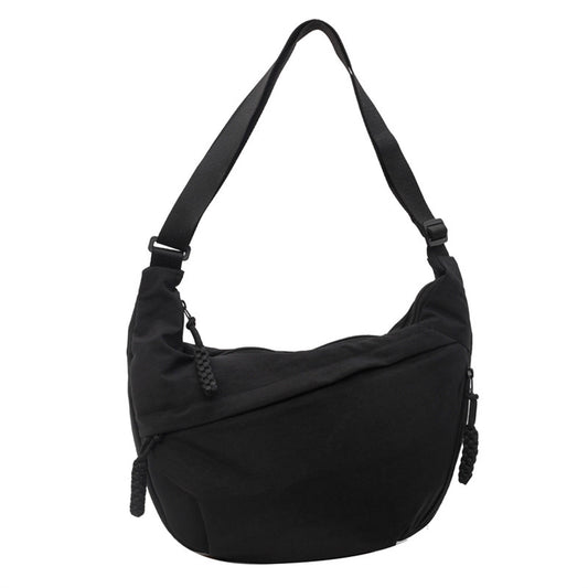 Nylon Crossbody Bags for Women,Shoulder Bag Nylon Large Crossbody Bag,Trendy Small Crescent Bag Nylon Crossbody Bags for Women Lightweight Bag(Black 16in)