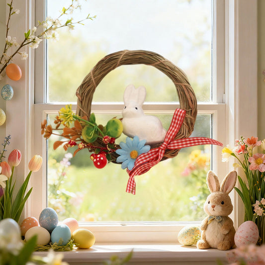 Easter Wreath Easter Decorations for Home Spring Decorations for Home, Holiday Party Garland Set, Indoor Outdoor Window Wall Decor for Easter Celebration