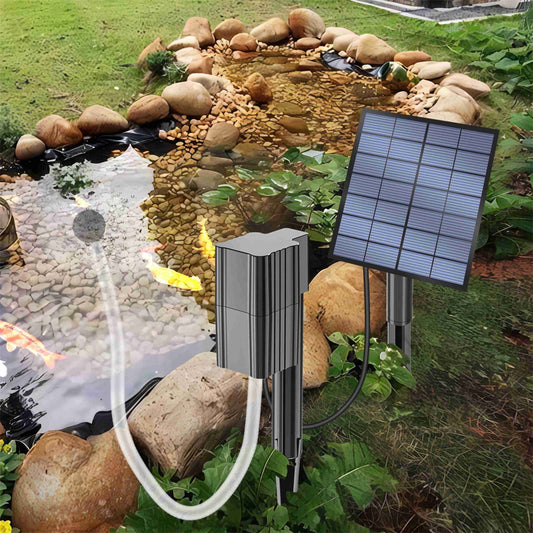 Solar Air Pump,Solar Pond Aerator,Solar Oxygen Pump,Large Capacity Pond Aerator,360W Powerful Pump+ 10ft Tubing,Stainless Steel Housing,for Fish Pond(Black 6*4in)from ANMUYUM