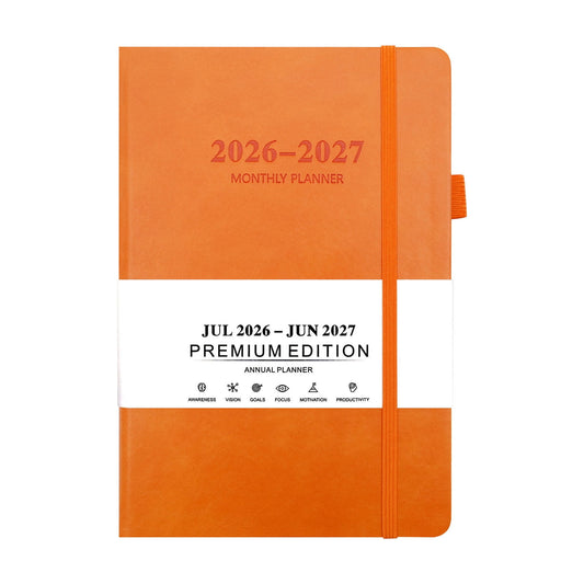 2026 Planner & 2026-2027 Bilingual Schedule Notebook, A5 Daily Weekly Monthly Planner, Chinese English, Thick Paper No Bleed, Sleek Cover, for Work, Study, Goal Setting, Simple Layout