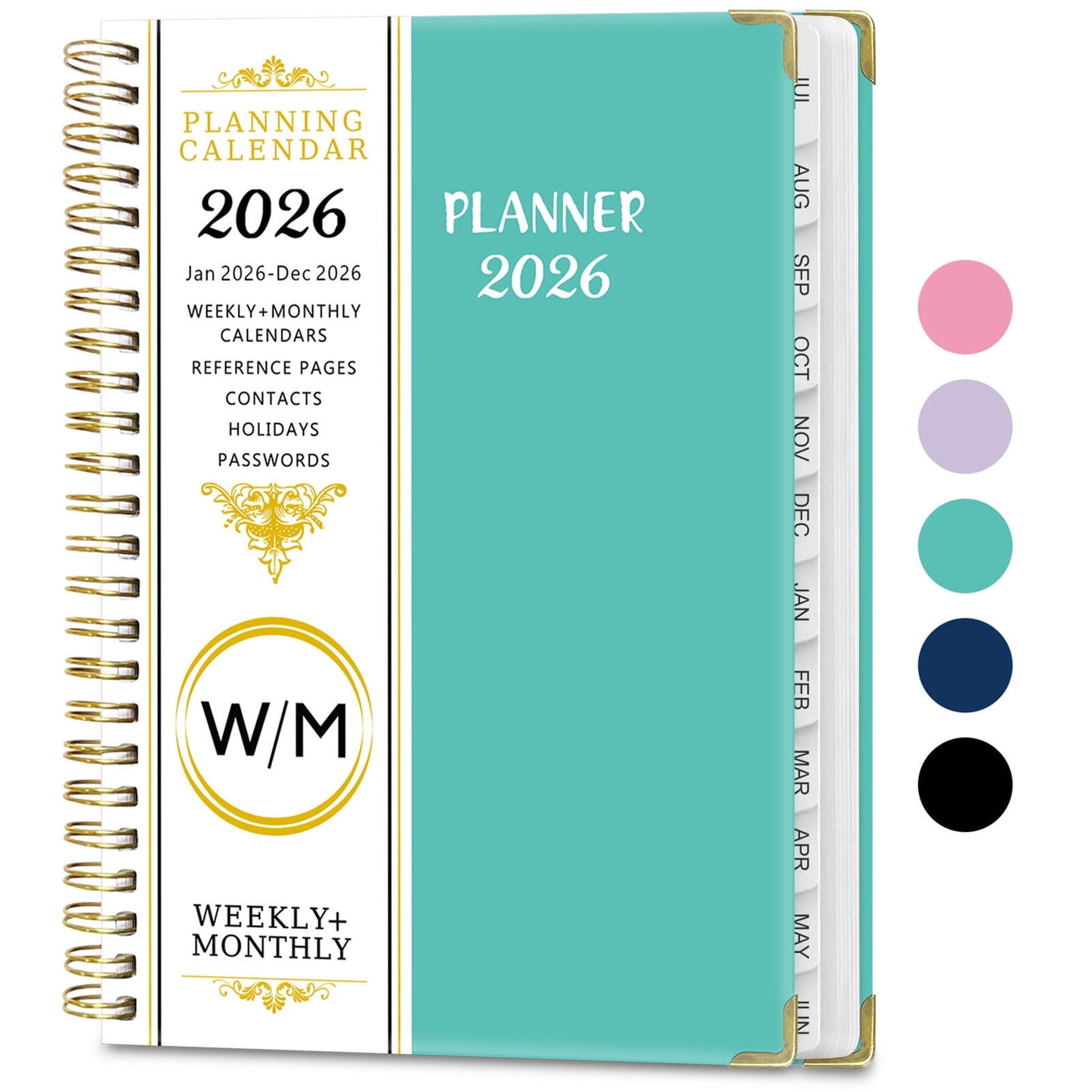 2026 Planner, Weekly and Monthly with Tabs, Hardcover 2026 Calendar Book for Women & Men, Inner Pocket, Spiral Bound, Perfect for Office Home School Supplies, Jan 2026 - Dec 2026, 6.2" ¡Á 8.5"