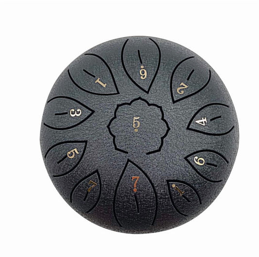 Panda Drum,Balmy Drum,Steel Drum,Rain Drum,6 Inch Steel Tongue Drum 6 Notes G Tone Hand Pan Drum With Carry Bag,Healing Drum With Carry Bag,Music Book,Mallets,Finger Picks,Stickers.(Black)