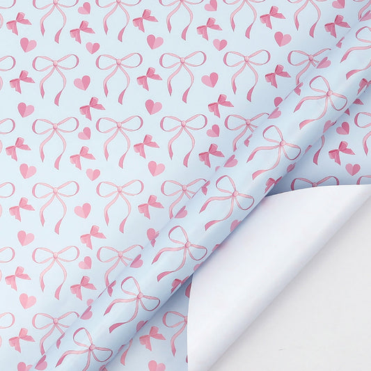 Pink Bow Wrapping Paper,Pink Korean Wrapping Paper,28¡Á20inch,Festival Birthday Party Gift Wrapping Paper Watercolor Series Paper Rolls Large Size 118in Roll 80 Gsm For Crafts Supplies.£¨D£©