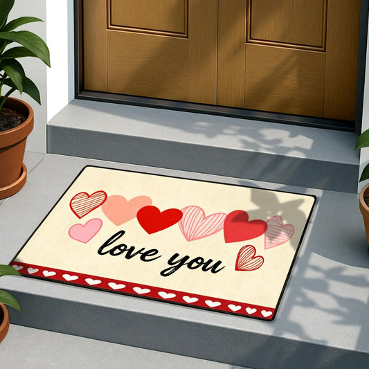 Welcome Mat Front Door Mat Valentines Day Decorations, Anti-Slip Indoor Outdoor Entrance Mat, Bathroom & Porch Carpet for Home Decor & Festive Greetings, Ideal for Couples & Hosts