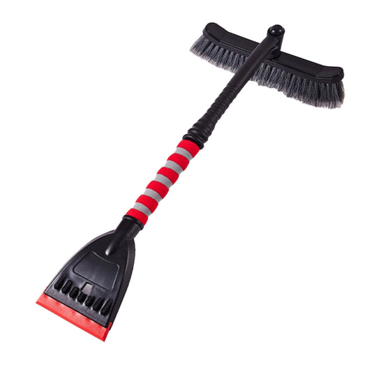 Detachable Car Snow Removal Tool - Ice Shovel and Snow Brush with Rubber Scraper, Red
