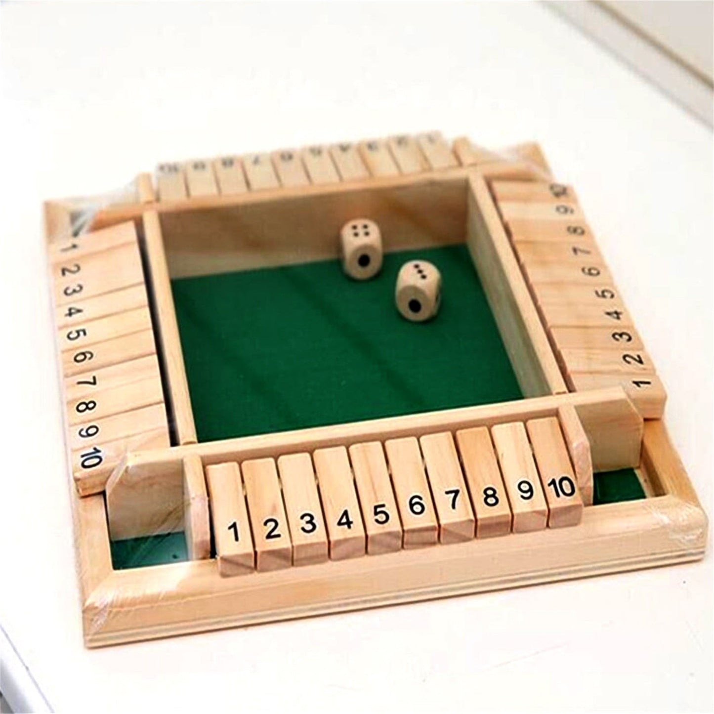 Math Games,Shut The Box Dice Game,Shut The Box Wooden Mathematic Traditional Pub Board Dice Game Travel,2-4 Player Family Wooden Board Table Math Games for Classroom,Party(Green 9in)