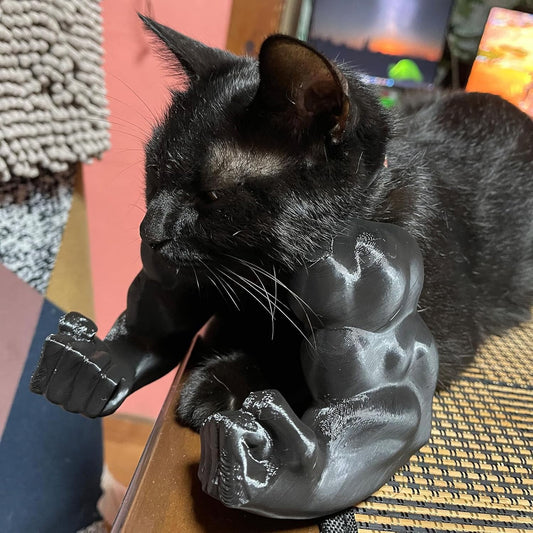 Cat Costume,Cat Arms,Halloween Cat,Muscle Cat Hulks Arms,Cat Muscle Arm Halloween Cat Costume Accessory 3D Printed Cat's Neck Arm with Muscle for Pet Cosplay(Black 7in)