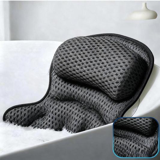Bath Pillows for Tub,Tub Pillow,Bathtub Pillow, Bath Pillows for Tub Neck and Back Support, 2025 Luxury Bath Pillow Tub Spa Pillow with 4D Breathable Mesh and Non-slip Suction Cup(Black)